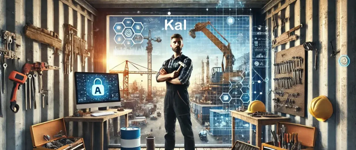 Ki-generiertes Bild von einem Handwerker mit einem Hammer in der Hand in einer Werkstatt mit futuristischen Elementen, Copyright: Mittelstand-Digital Zentrum Handwerk (KI-generiert)