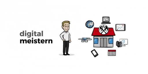 Skizze in Comic-Format zum Thema digital meistern, Copyright: Mittelstand-Digital Zentrum Handwerk